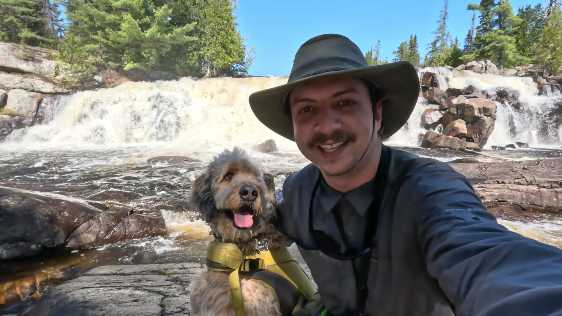 David and Norm together at a waterfall